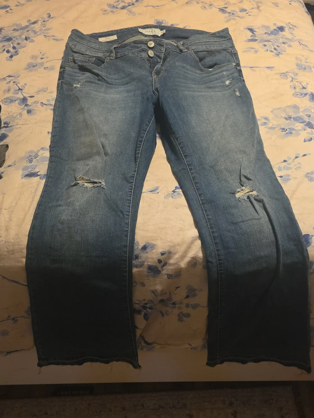 Torrid Distressed Medium Blue Straight Leg Jeans